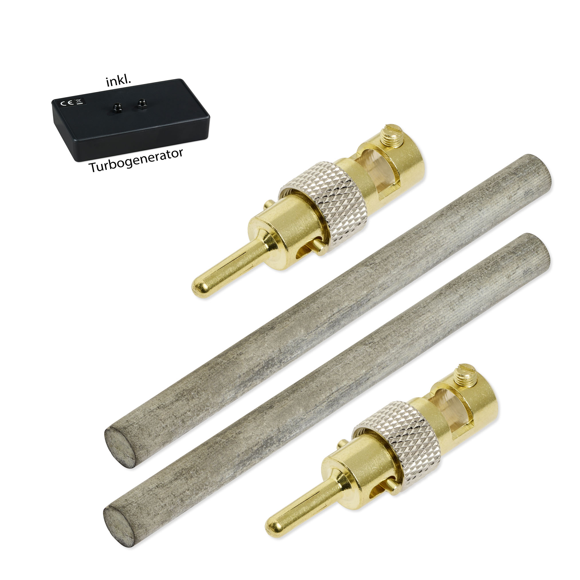 Mangan_100x8mm_2-Stecker+Turbo Mangan Elektroden 10,0 cm x 8,0 mm (1 paar) mit Turbogenerator 6.0 – Bild 1